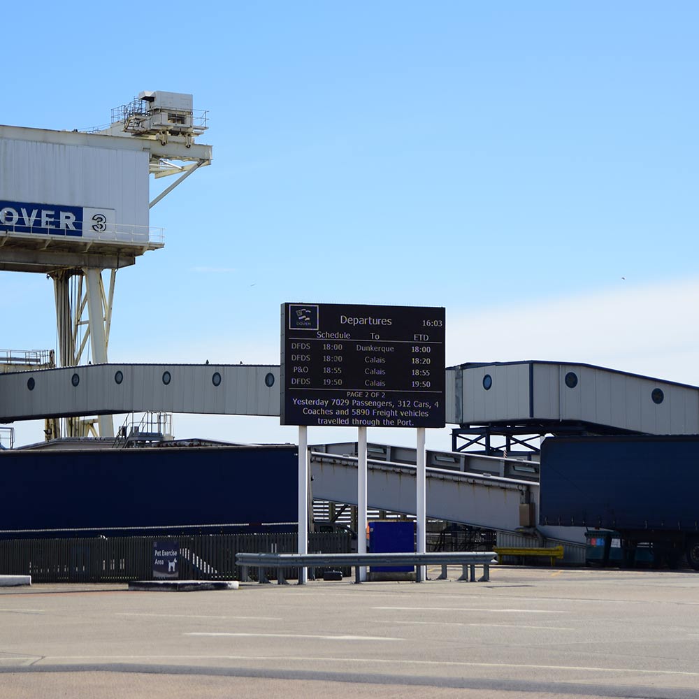 Departures display at dover port